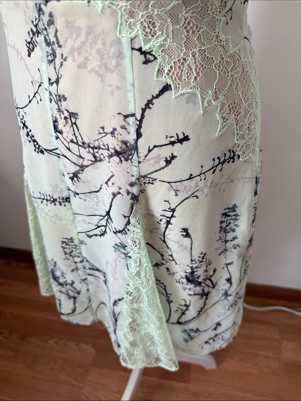 BCBGMaxAzria Light Sage Floral Lace-Trim Mini Dress - Picture 6 of 12
